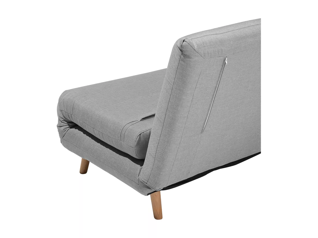 Banquette convertible 1 place en tissu gris clair SETTEN