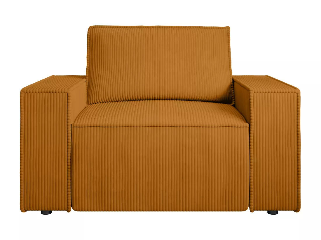 Fauteuil en velours côtelé orange clair AMELIA