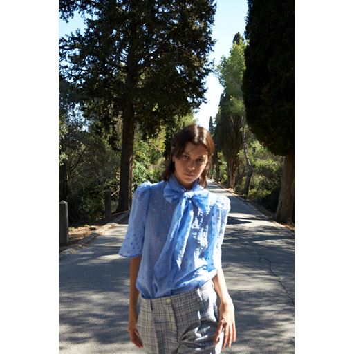 Stella Nova Shortsleeved Bow Bluse, Summer Blue, 40