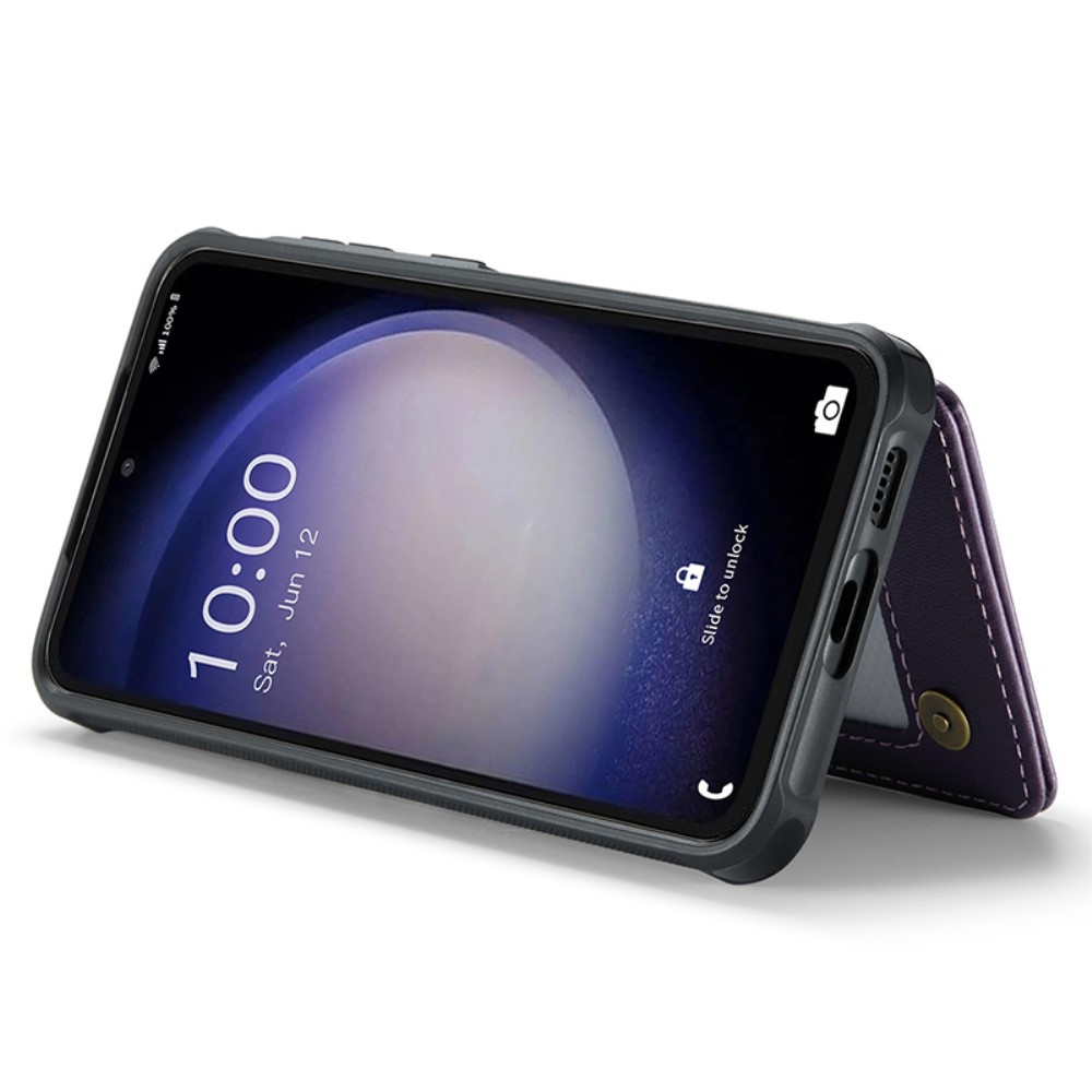 Samsung Galaxy S23 FE Leder Hülle mit Kartenfächern im Litchi Look   Kickstand (RFID Schutz) - Lila