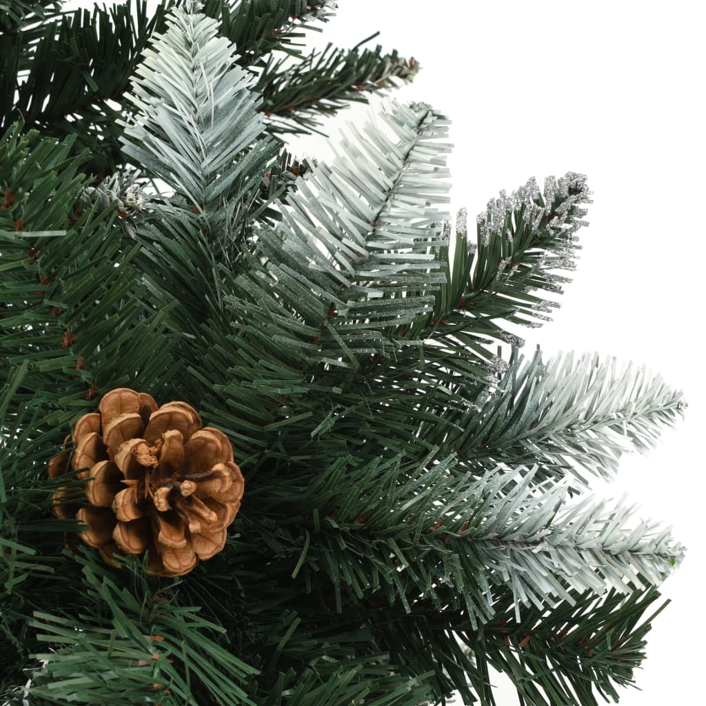 Kunstkerstboom, dennenappels, witte glitter, 150 cm