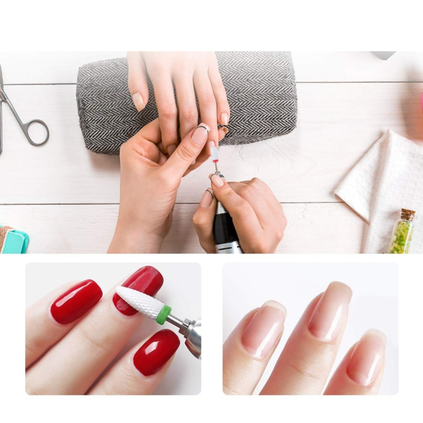 (7er Set) 3/32 Zoll Keramik Ersatz Aufsätze Fräser Bits für Nagelfräse / Polierwerkzeug Maniküre / Pediküre
