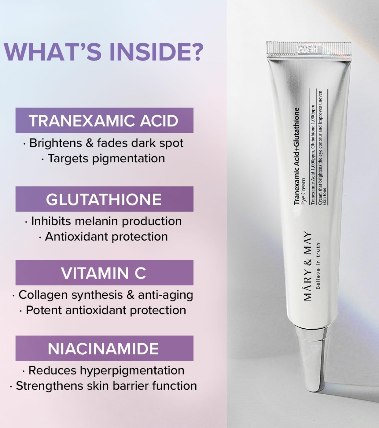 Mary & May - Creme para Contorno dos Olhos Tranexamic Acid+ Glutathion