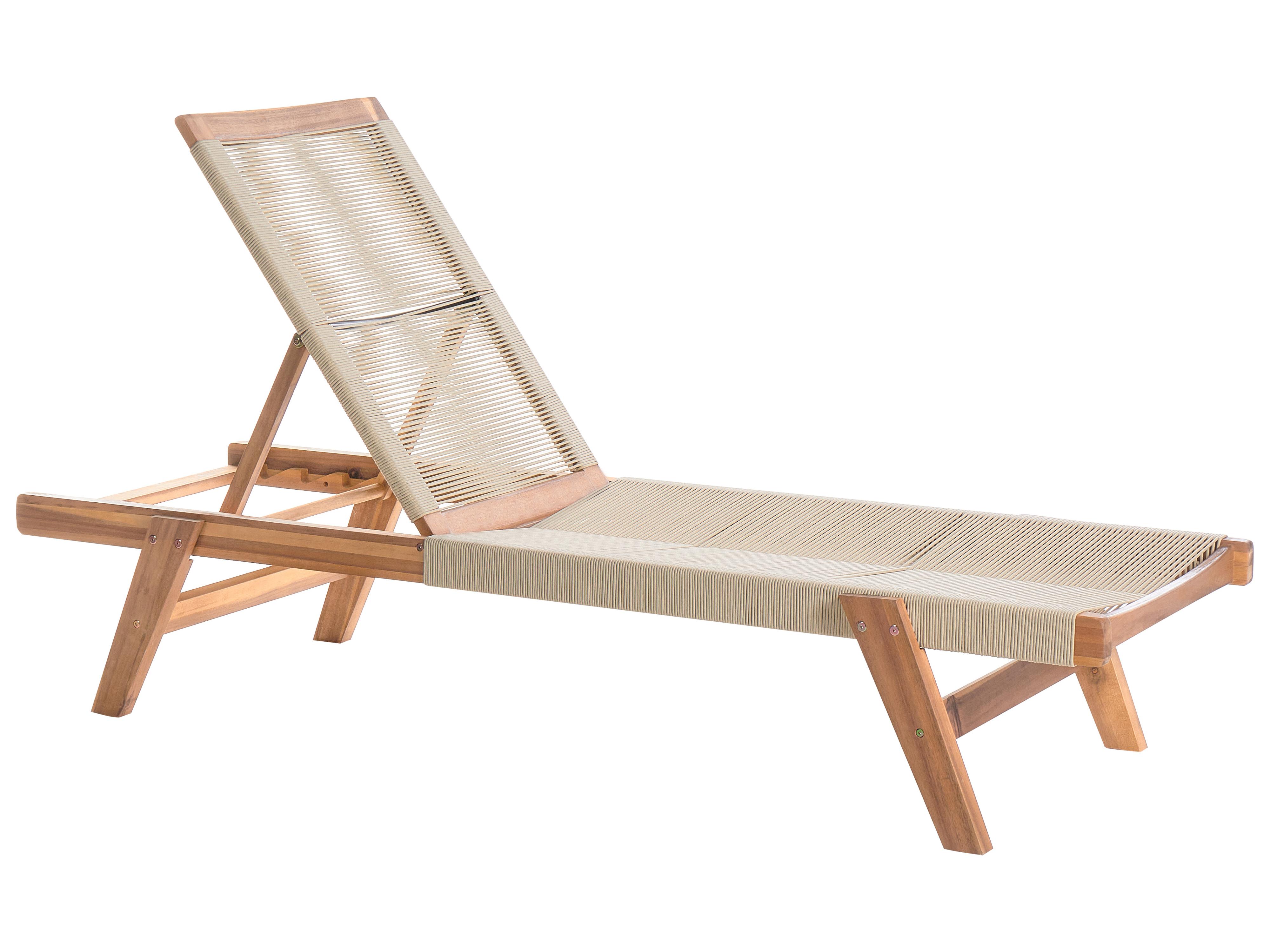 Ligstoel PROSSEDI achteroververstelbaar Acaciahout Beige