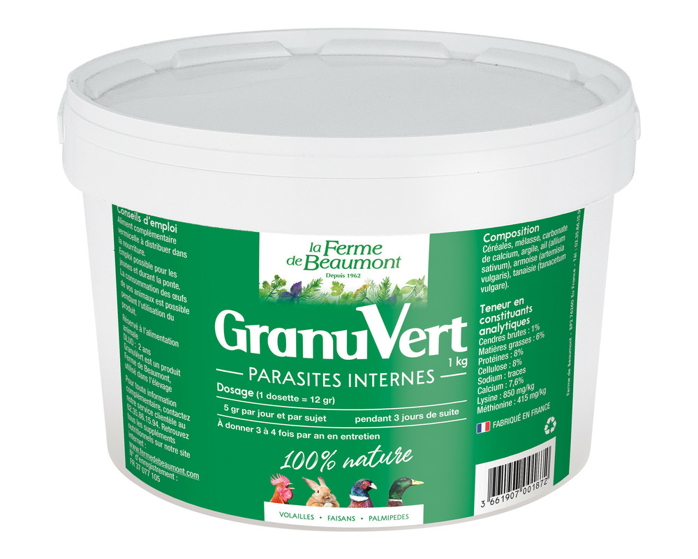 Granuvert 1 kg • purge naturelle en granulés pour canards et poules • soin naturel contre les parasites internes