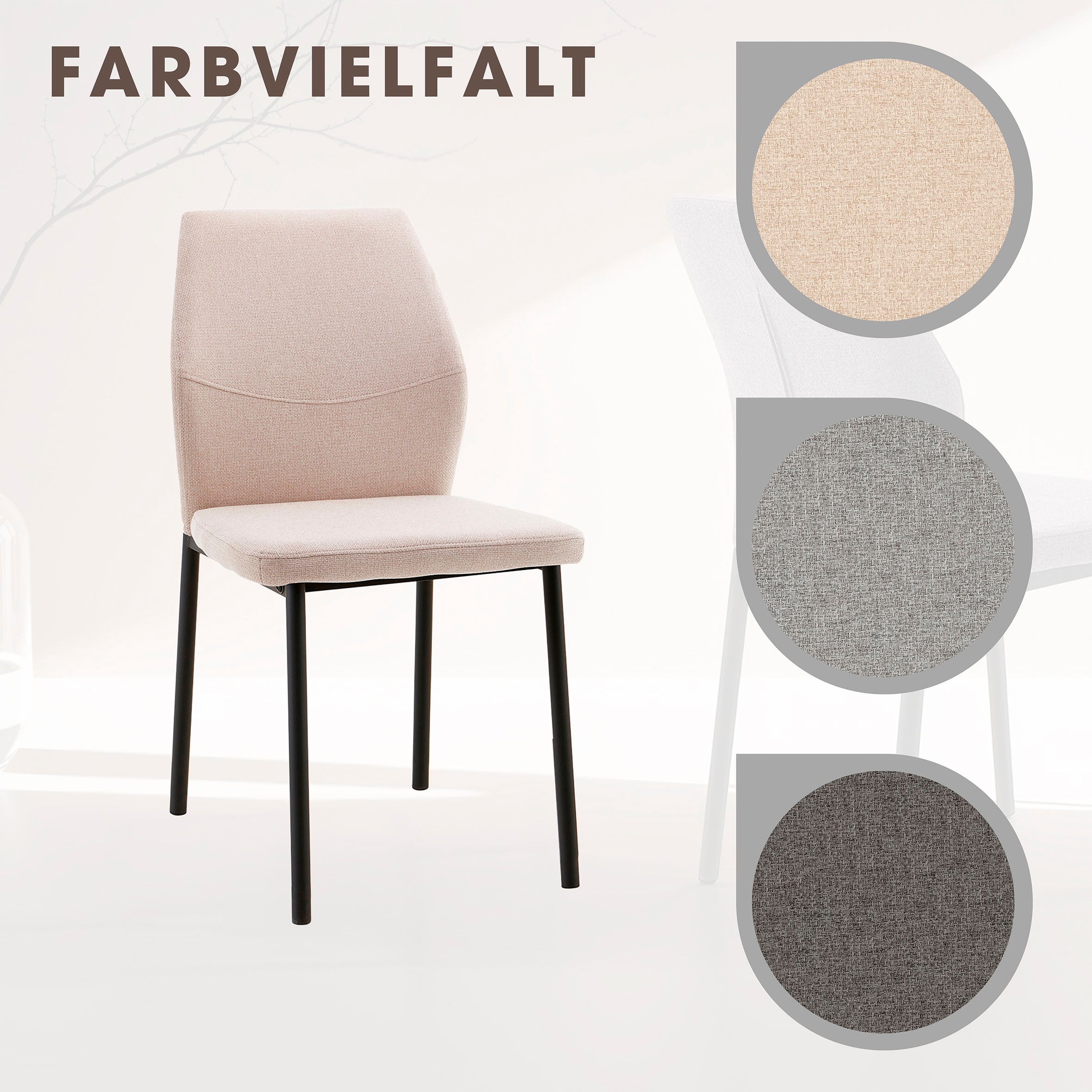 GOODproduct Esszimmerstuhl »Lumos« (Set) 2 Stk.Webstoff in vielen Farben erhältlich mit stabilem Metalluntergestell