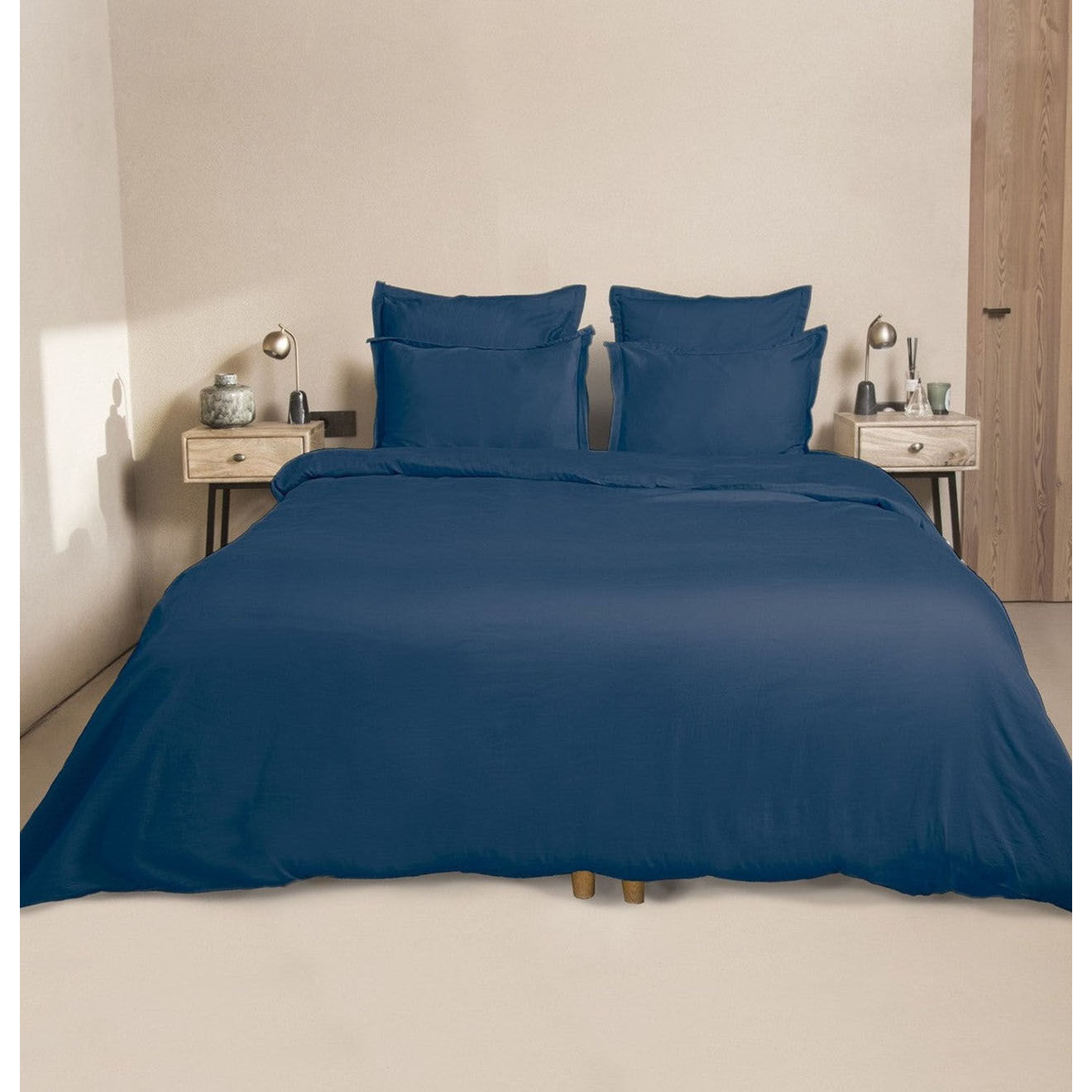 Febronie Drap housse en Satin de Coton Julia bleu