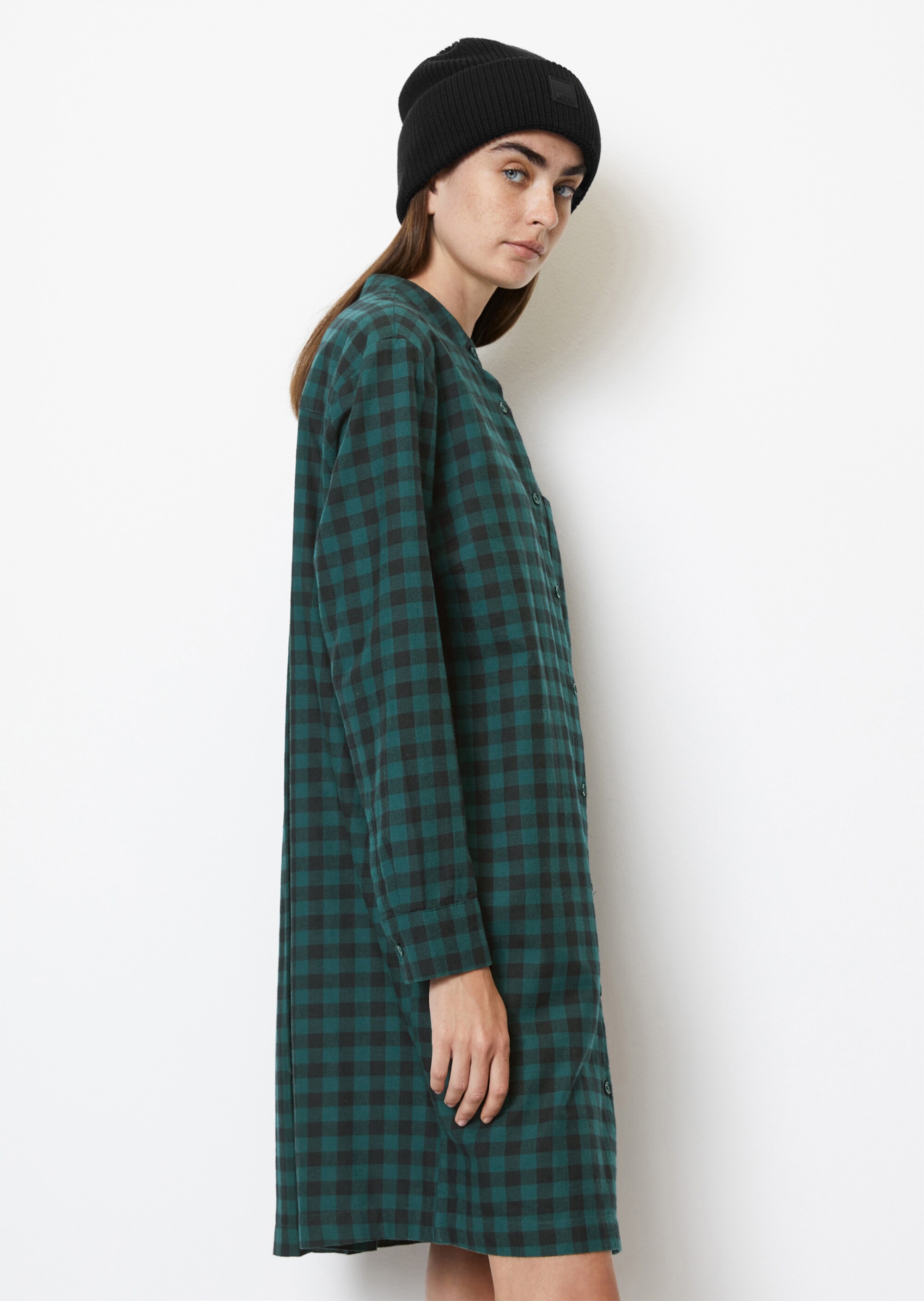 Kariertes Hemdblusenkleid regularaus Organic Cotton