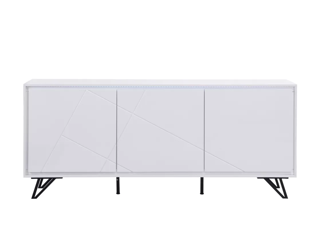 Buffet 3 portes avec LEDs en MDF - Blanc laqué - SALIANO
