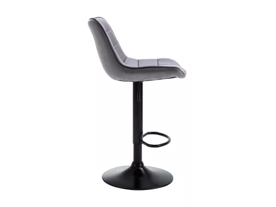 Lot de 2 tabourets de bar en velours et métal - Hauteur réglable - Gris - LIMA II