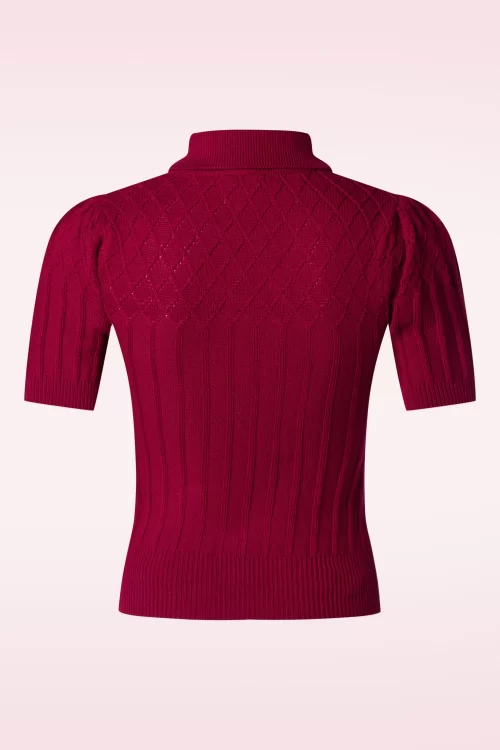 Emmy Design The Tiptop merino wol gebreide top in bordeauxrood