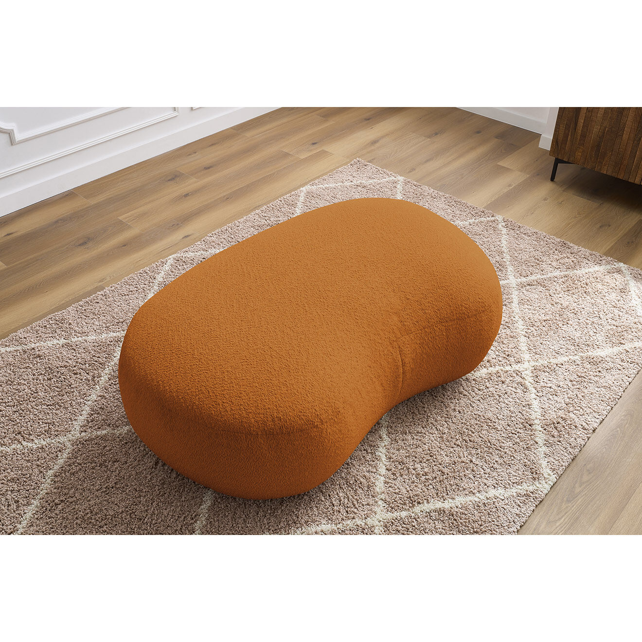 Bobochic Pouf Saint-Germain tissu bouclette jaune - 147x90x47 cm