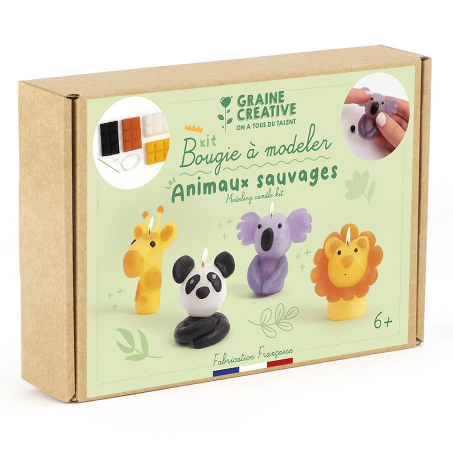 Coffret diy bougies à modeler animaux sauvages