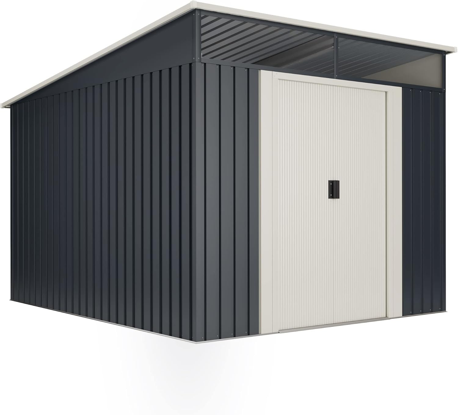 Wasabi - Gartenhaus Metall 6,6m2 Stark – 238 x 279 x 203cm - Oberlicht - Doppelte Schiebetür – Anthrazitgrau – Geräteschuppen XXL – Gerätehaus Outdoor Wetterfest