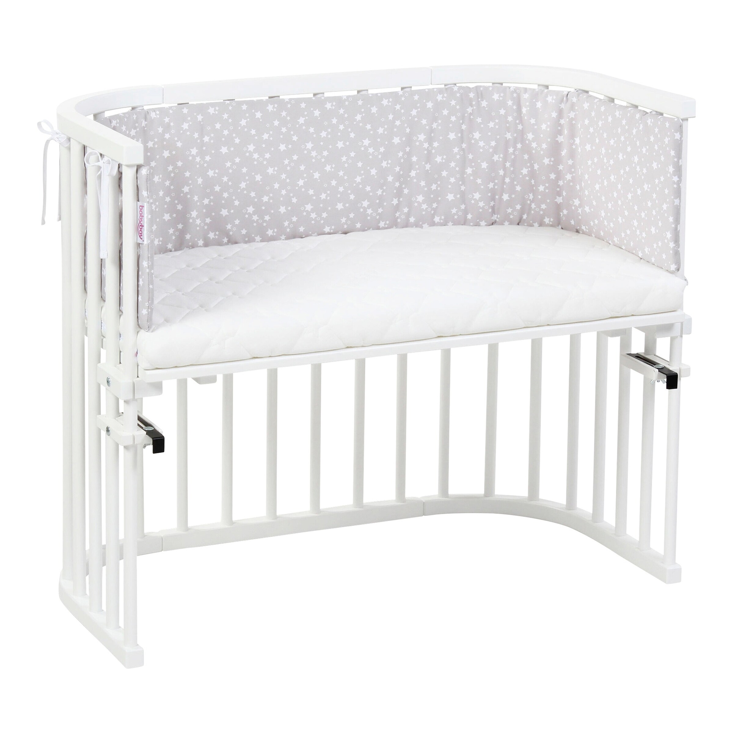 babybay® Nestchen Piqué für Beistellbett Boxspring XXL perlgrau/Sterne weiß