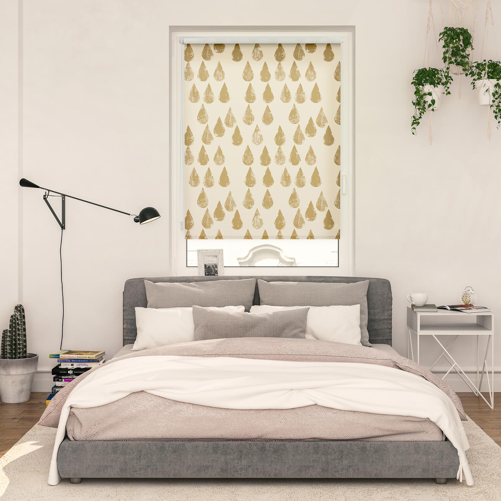 LICHTBLICK Verdunklungsrollo GOLDEN DROPS - gold - 45x150 cm