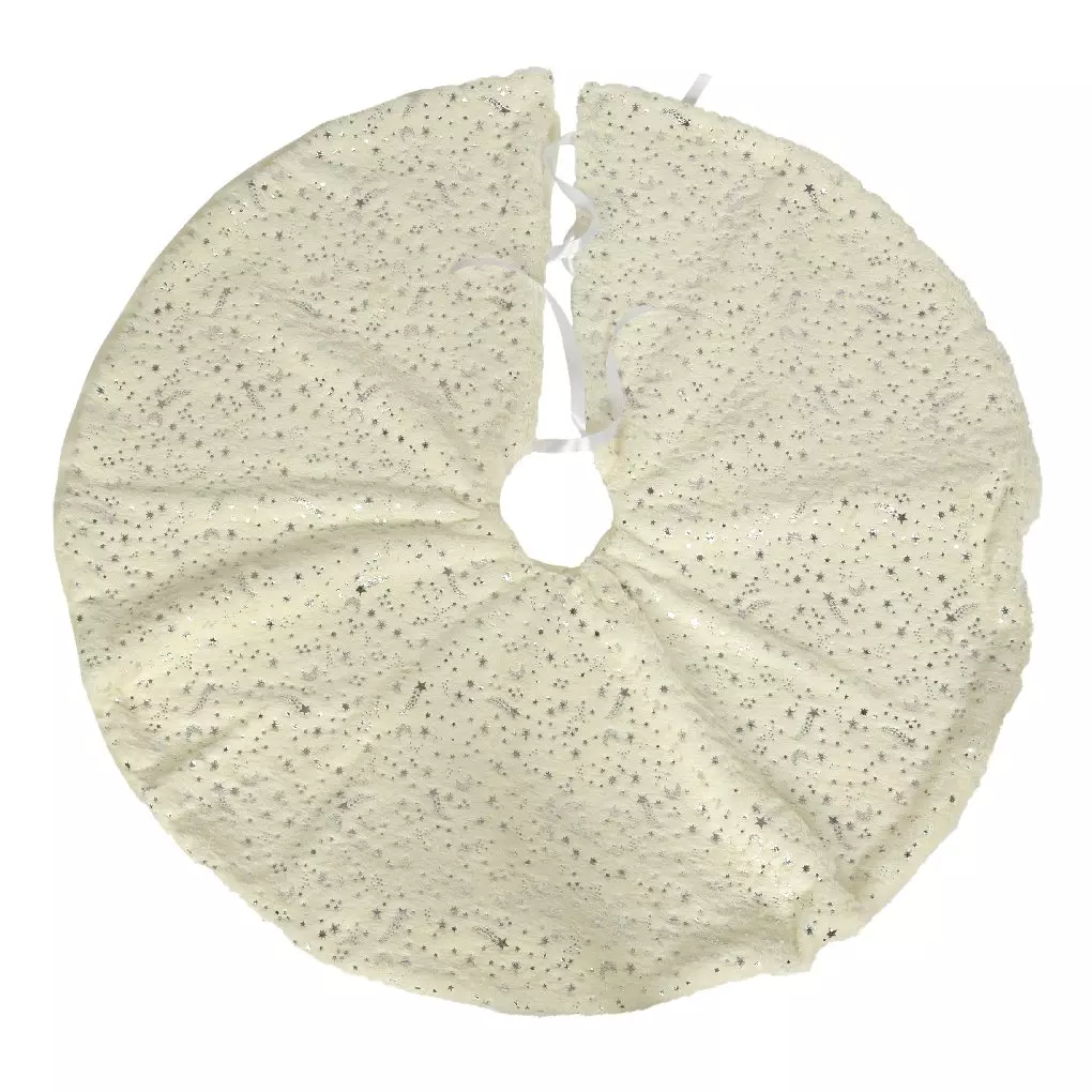 Tapis de sapin rond (D100 cm) Pluie d'étoiles argentées