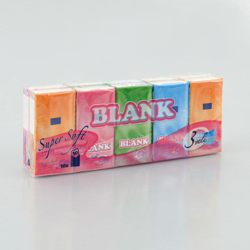 Lot de 10 mouchoirs 'Blank' en papier blanc