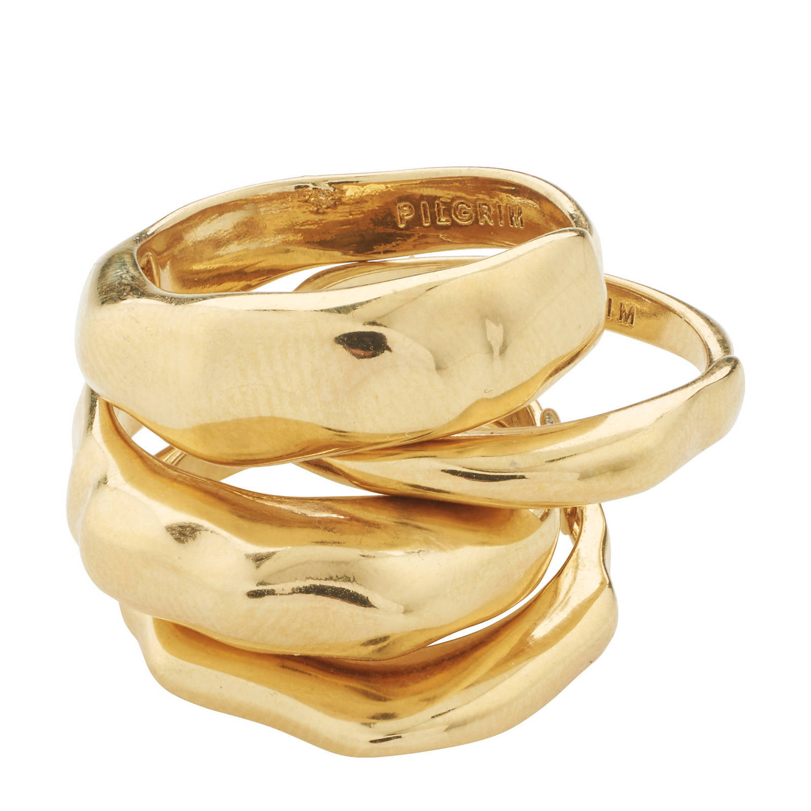 PILGRIM gold plated ringen Asher - set van 4