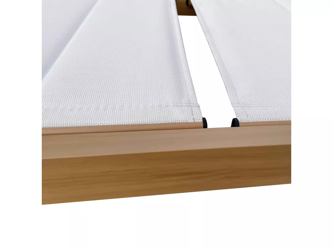 Lot de 2 bains de soleil effet bois inclinable avec roues blanc - Futuna