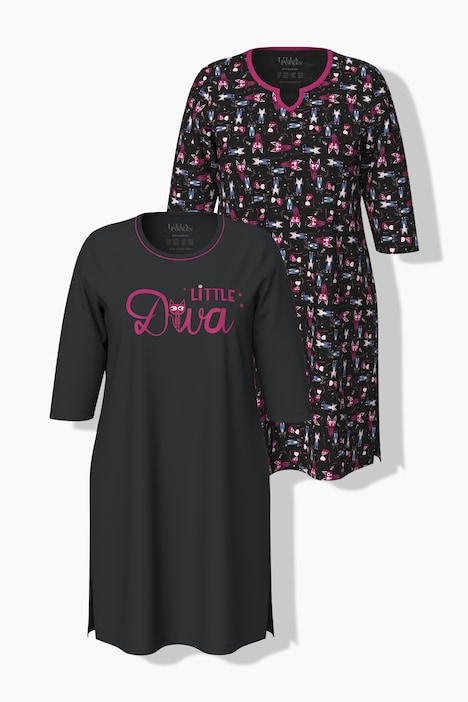 Bigshirts, 2er-Pack, Rundhals/Tunika-Ausschnitt, 3/4-Arm