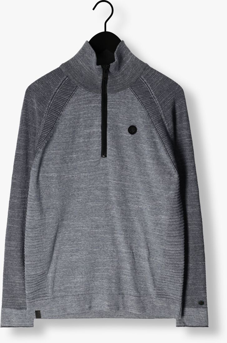 CAST IRON donkerblauwe cast iron trui half zip collar cotton heather plated half zip