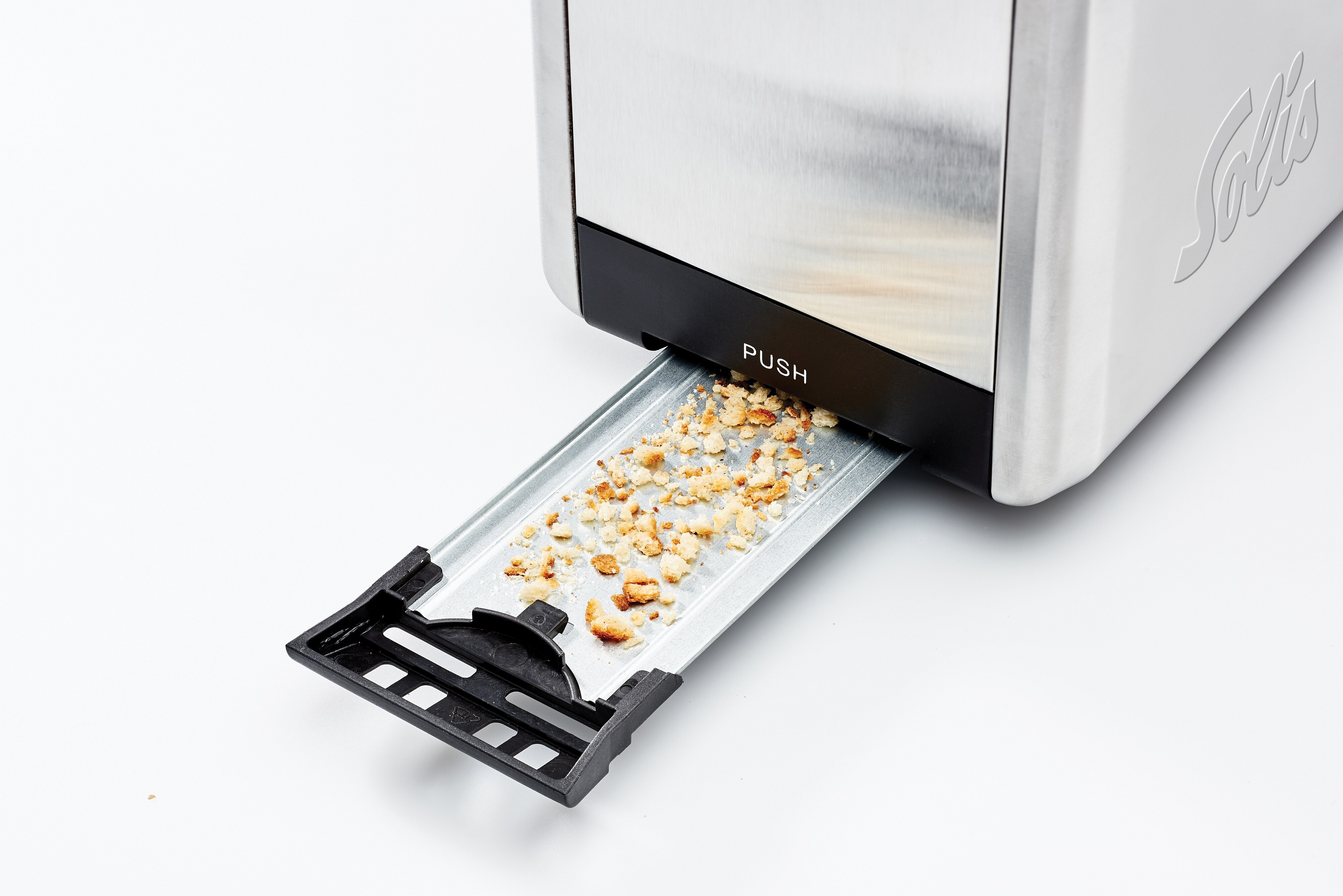 Solis Zwei-Schlitz Toaster, 6 Stufen, Krümelschublade, silber