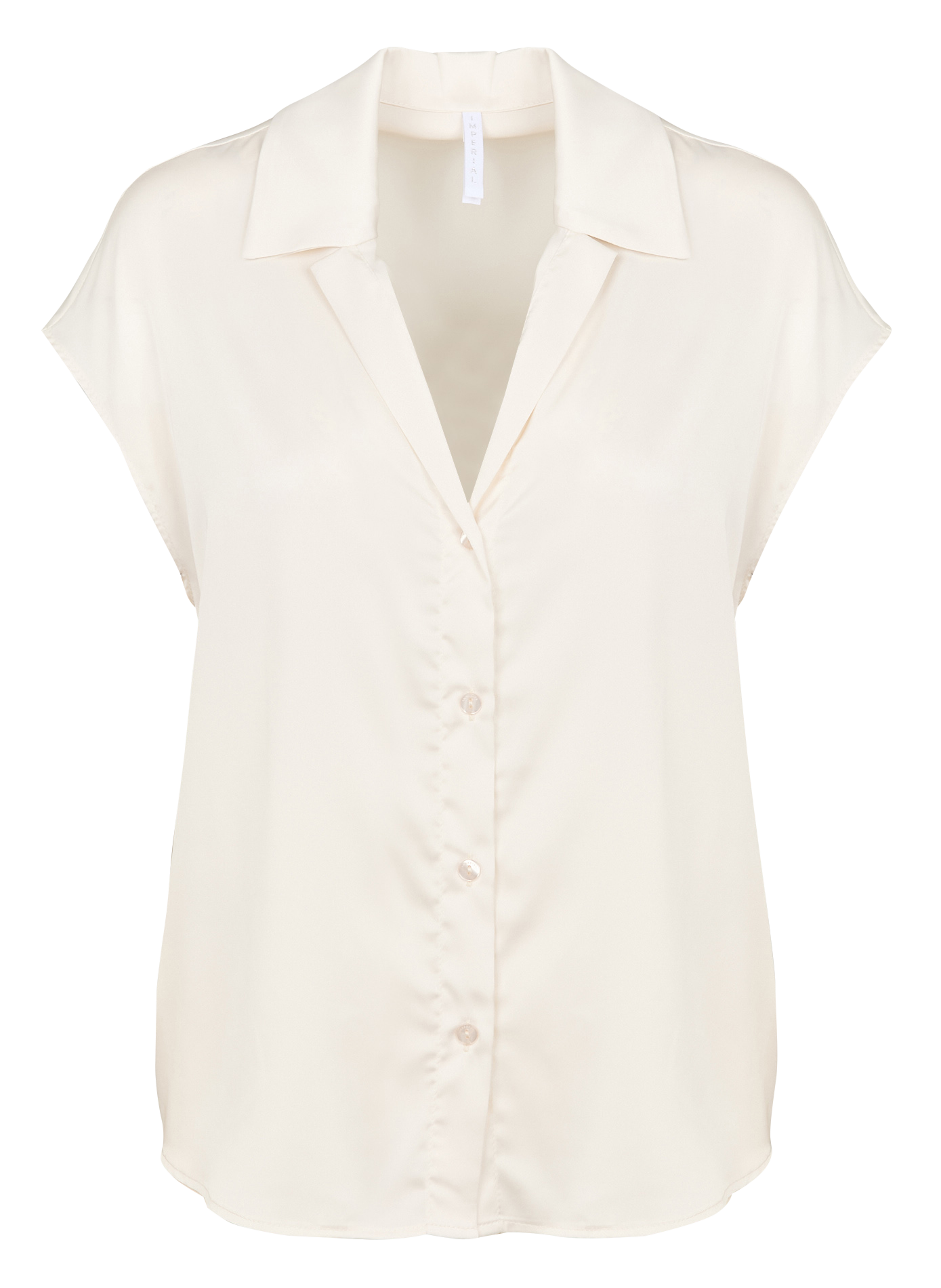 Chemise ample satinée à col en pointe | Beige
