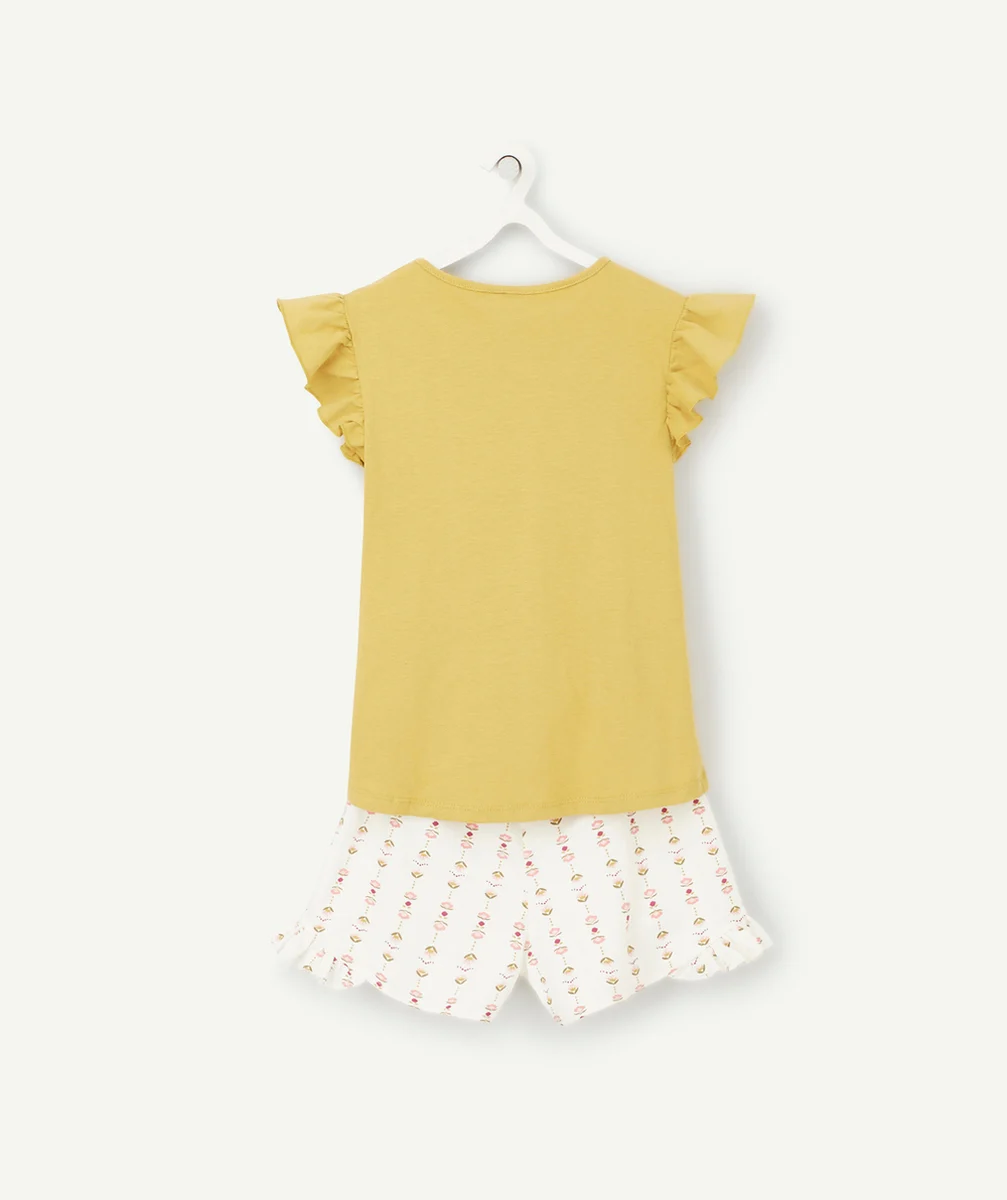 PYJAMA FILLE EN COTON BIOLOGIQUE JAUNE ET IMPRIMÉ