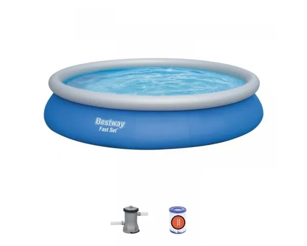 Bestway Fast Set 57313-4, 9677 L, Oppustelig pool, Barn & voksen, Grå, 21,4 kg