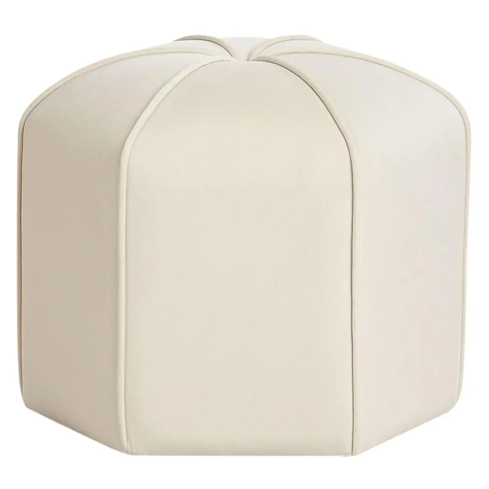 WISHEK - Poef - Lichtbeige - Fluweel
