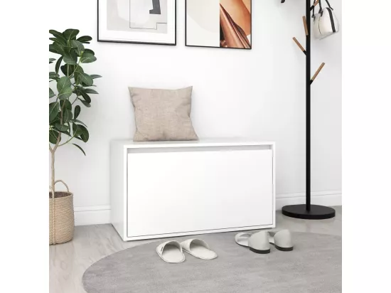 Banc d'entrée 80x40x45 cm Blanc Bois d’ingénierie