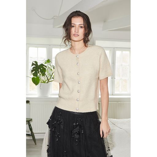 PBO Chipmunk Knit Cardigan, Off White, M