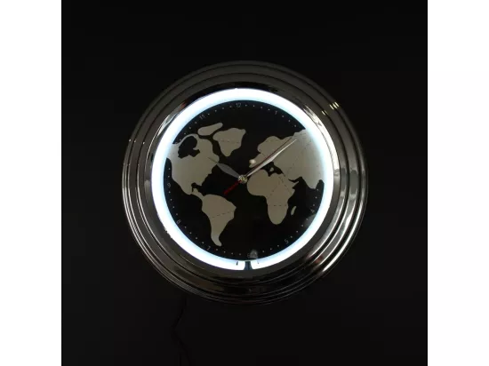 Horloge Neon Mappemonde 38 cm