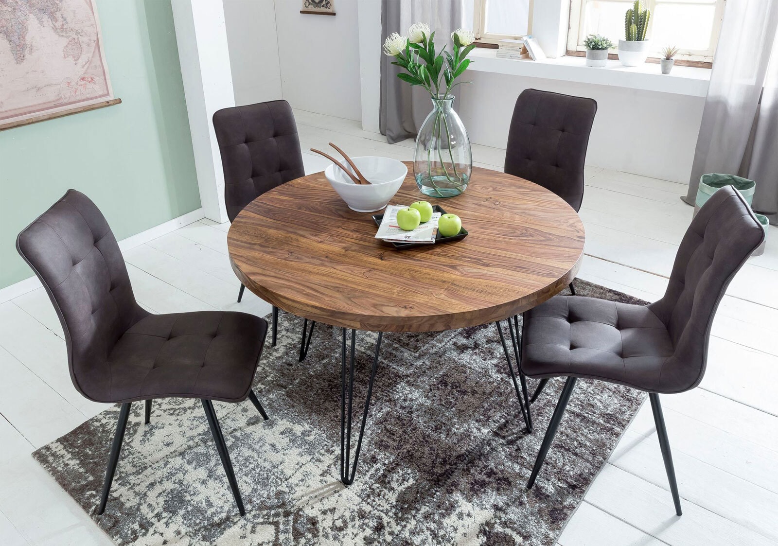 Esstisch Bagli Massivholz braun/schwarz