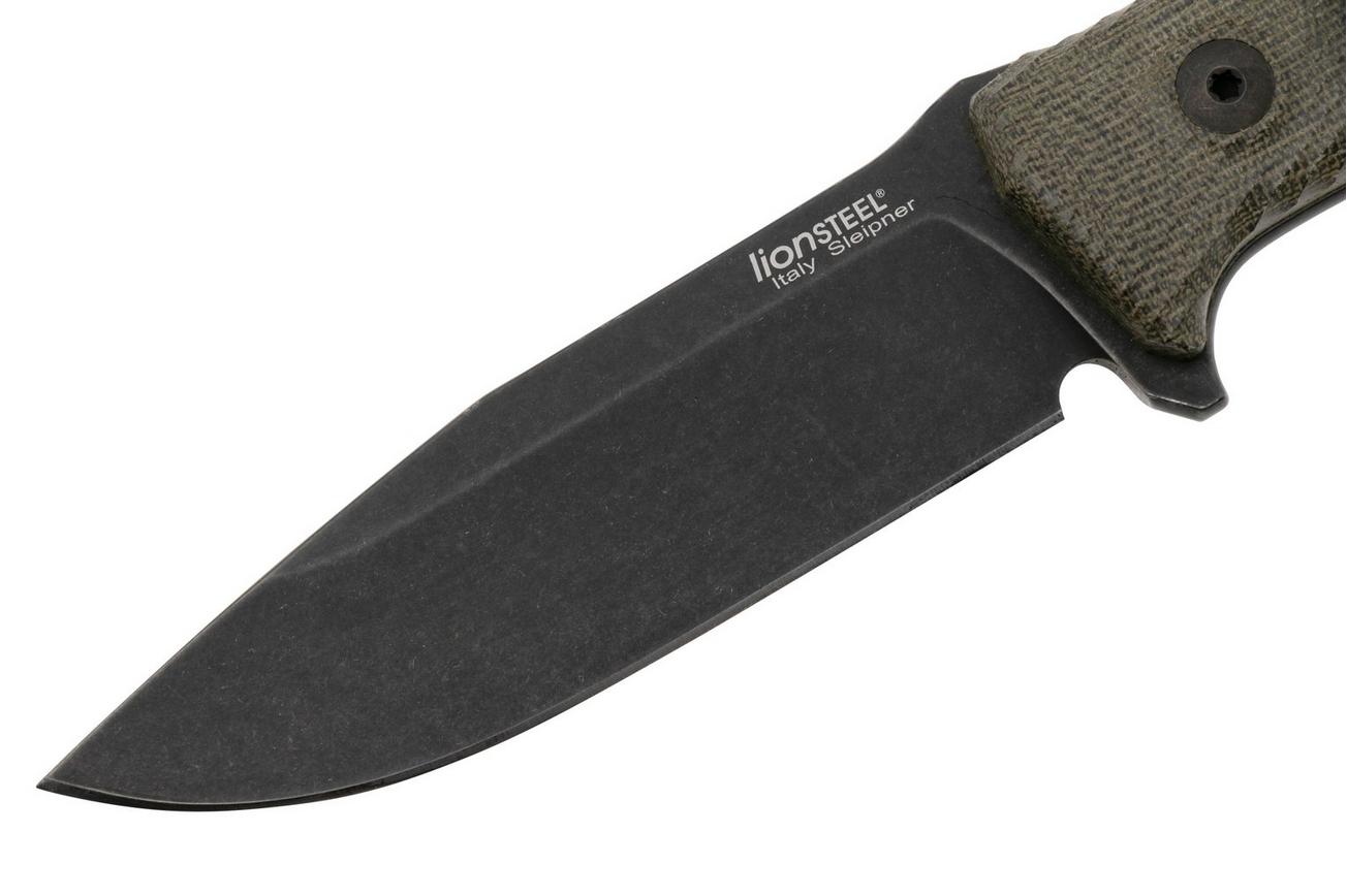 LionSteel M5B Sleipner Black, Green Canvas Micarta survivalmes