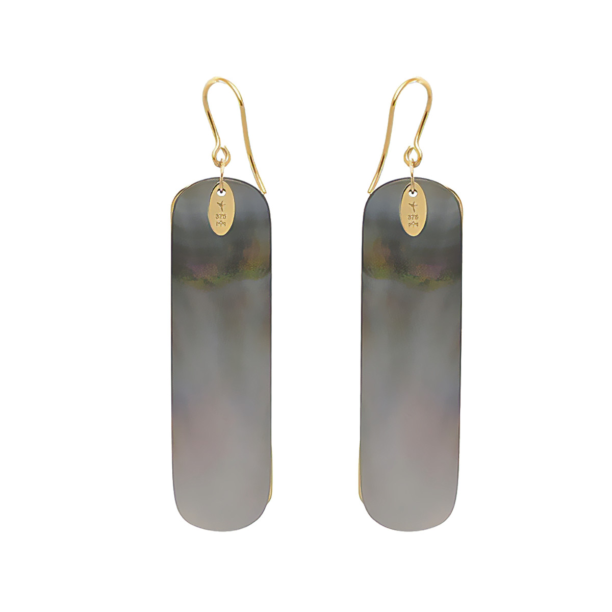 Boucles d'oreilles or jaune 375 nacres motif silhouette