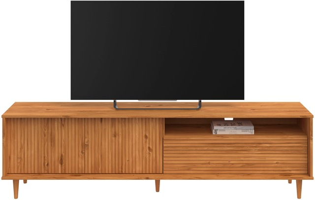 INOSIGN Lowboard »Malmedy  Front mit gefrästen Rillen« TV-Kommode aus massivem Kiefernholz, Push-to-open, Breite 180 cm