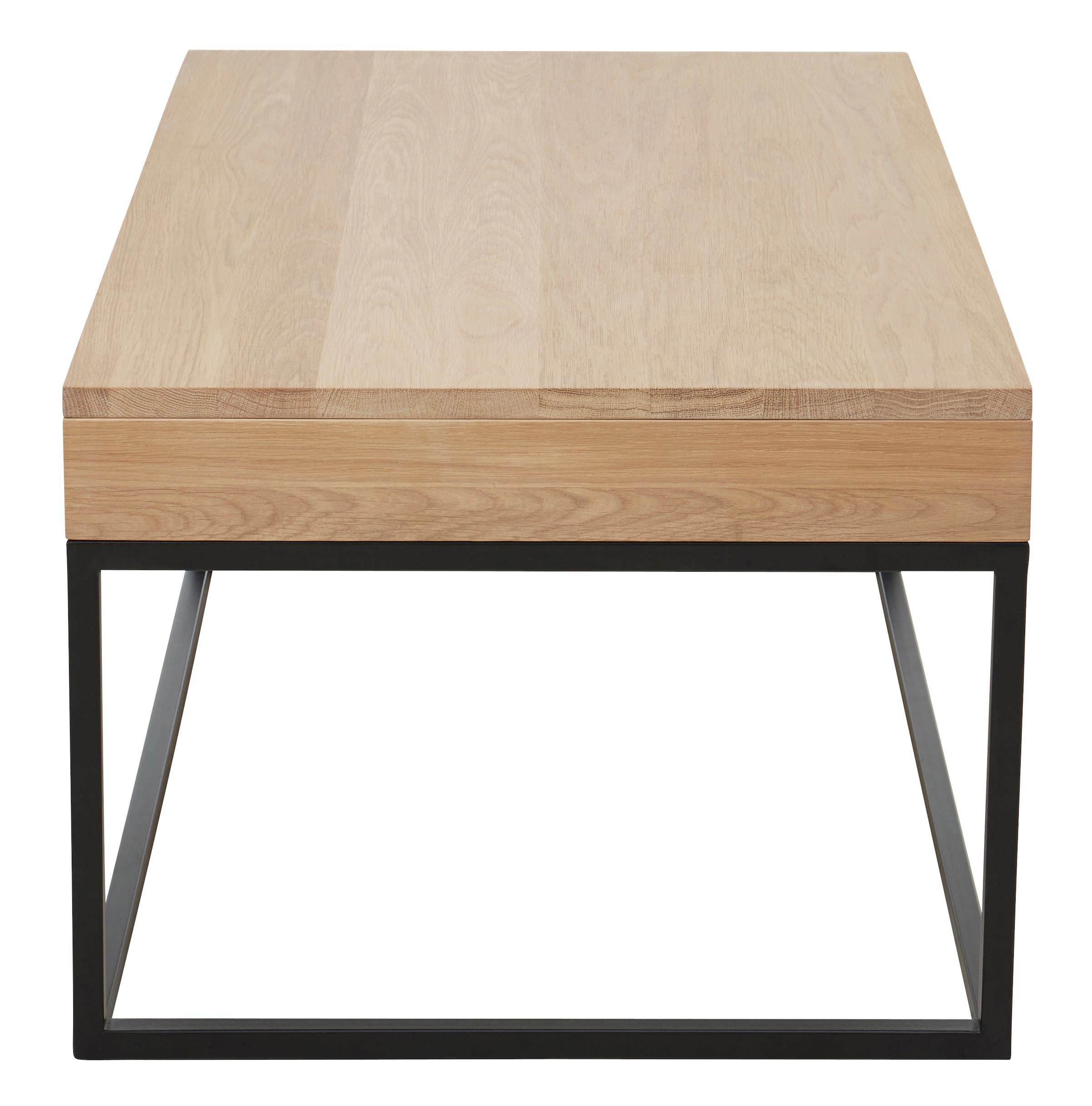 Home affaire Couchtisch »Rava« B/T/H: 90/60/45 cm,  aus Eichenholz, FSC® zertifiziert, mit 2 Schubladen, Metallgestell