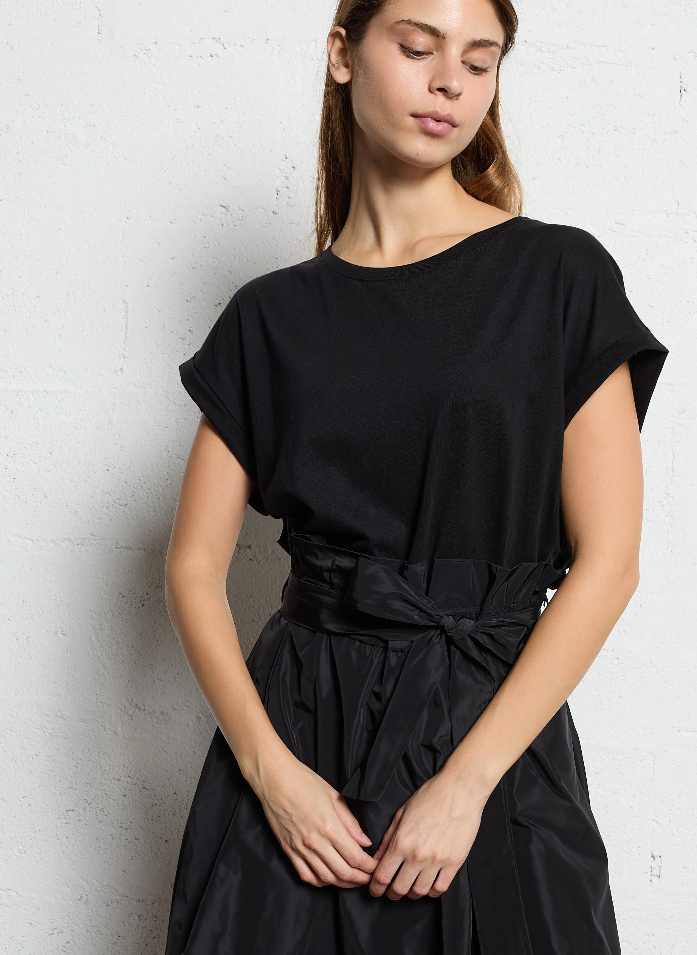 Robe midi ceinturée | Noir