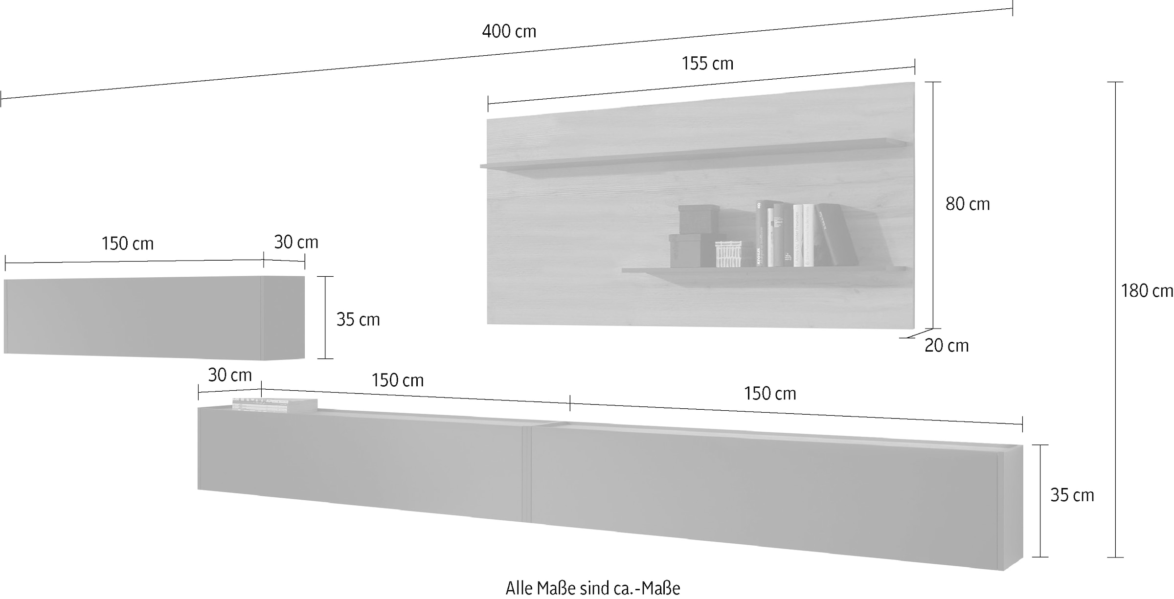 INOSIGN Wohnwand »City/Giron, moderne Anbauwand, Komplettset in vielen Farben verfügbar« Set, 4 Stk. tlg.