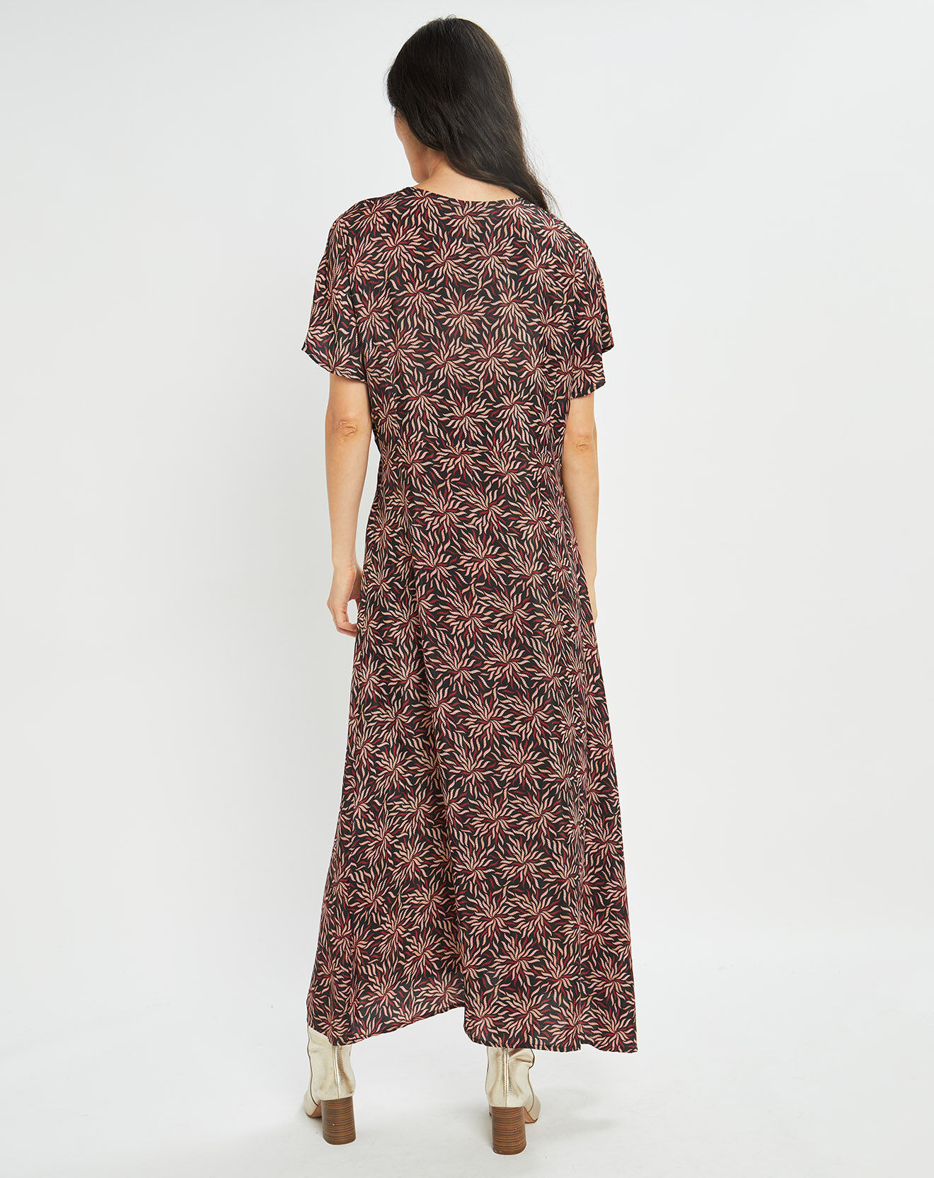 Lauren Vidal Robe en Soie mélangée Soan imprimée étoile rouge/noir
