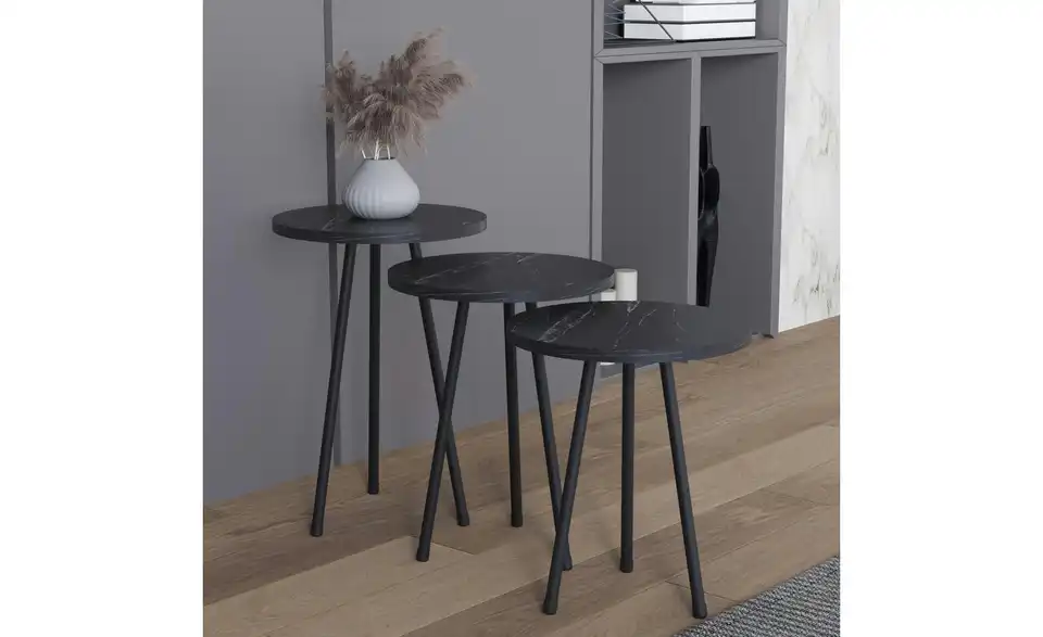 Couchtisch 3er-Set 35 cm 35 cm 35x35 Schwarz