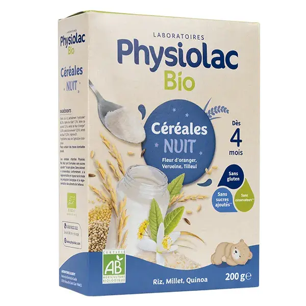 Cereal noturno orgânico Physiolac 4M+ 200g