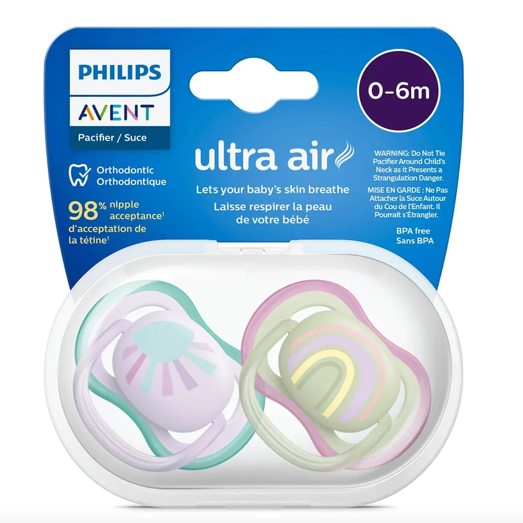 Philips Avent Suce Ultra Air 0-6 mois Lilas Soleil  Arc-en-ciel Vert (2)