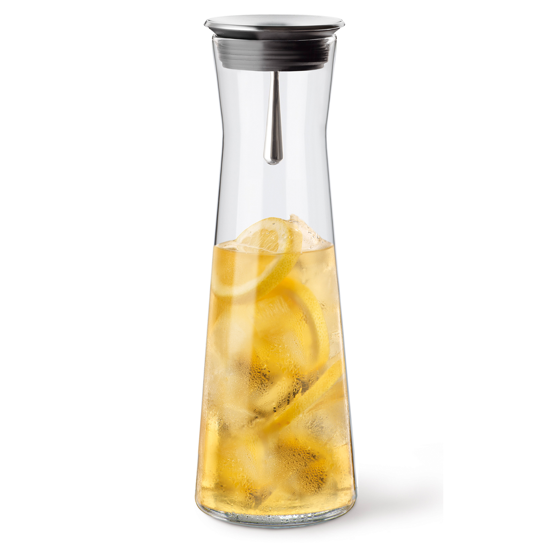 Glaskaraffe Premium - transparent - Edelstahl - 1100 ml