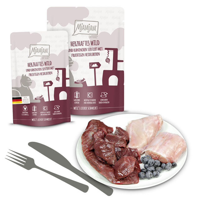 Quetschie herzhaftes Wild & Kaninchen mit fruchtigen Heidelbeeren