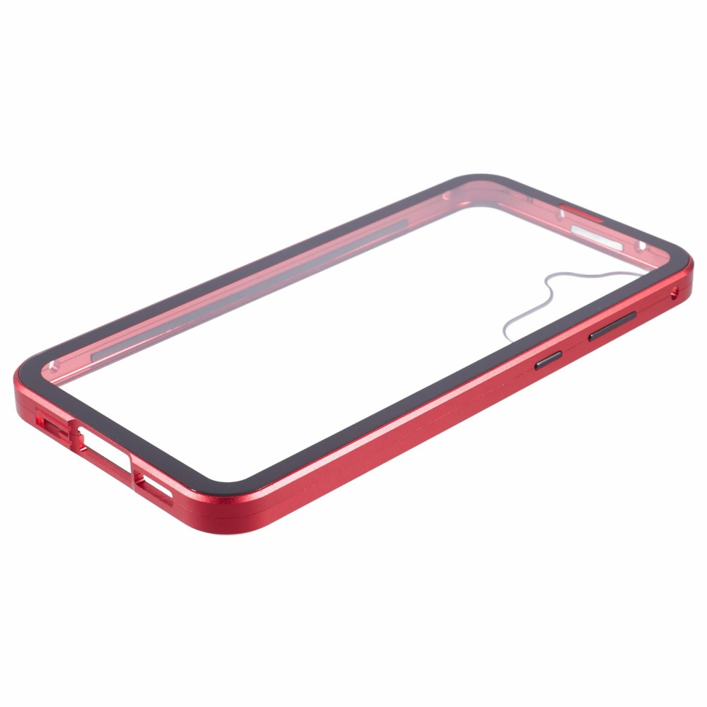 Samsung Galaxy A55 Magnetische Alu Schutzhülle mit Panzer Glas Backcover   Displayschutz (Magnet-Technologie) - Rot