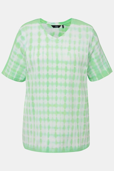 T-Shirt, Batikdruck, Struktur, V-Ausschnitt, Halbarm