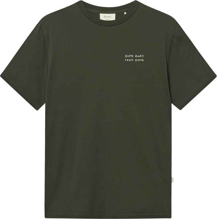 Forét ABODE EMBROIDERY T-SHIRT Dark moss/cloud
